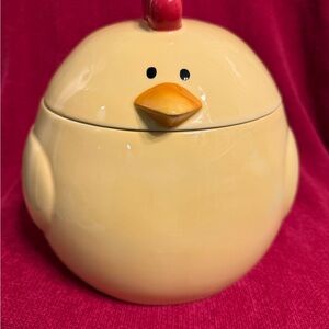 Vintage Bruce Yellow Ceramic Chicken Cookie Jar/Canister with Lid